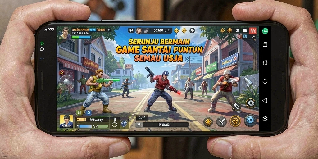 Tampilan gameplay menarik dari API77 dengan karakter berwarna-warni.