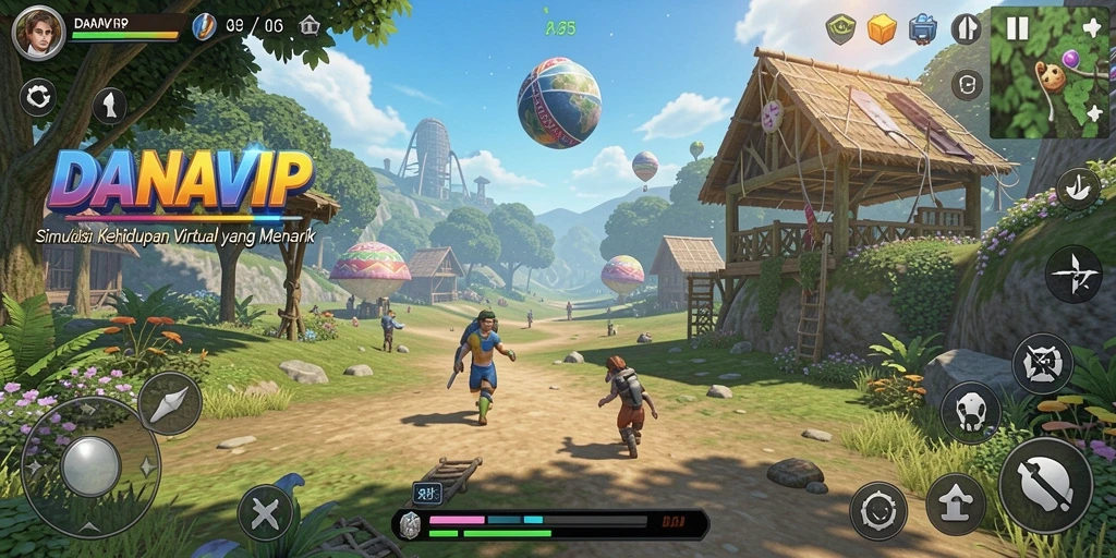 Tampilan gameplay menarik dari DANAVIP yang menunjukkan interaksi karakter.
