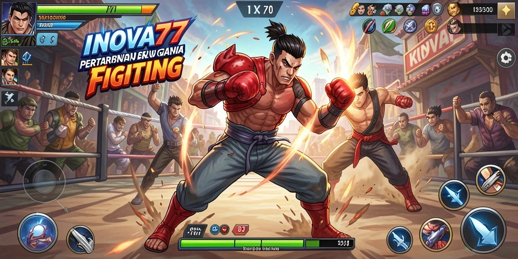 Tampilan gameplay INOVA77 yang intens dan penuh aksi.