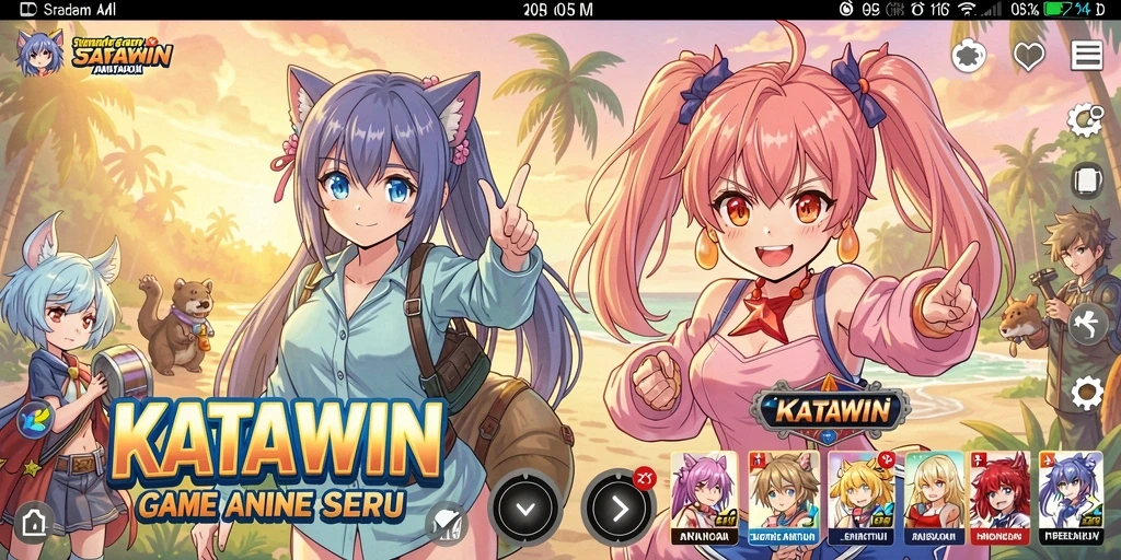 Screenshot gameplay KATAWIN menampilkan aksi seru karakter anime.
