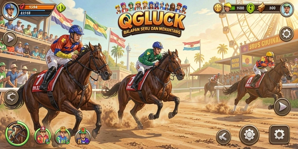 Tangkapan layar gameplay QGLUCK menampilkan akselerasi balapan yang mendebarkan.