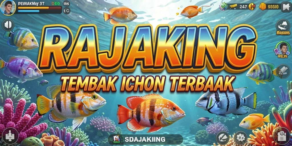 Tampilan gameplay memukau dari RAJAKING saat menembak ikan.